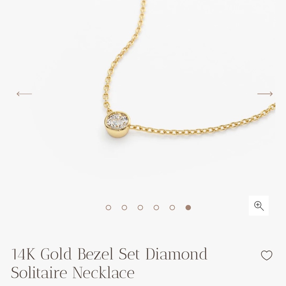 14K Gold Bezel Set Diamond Solitaire Necklace - Picture 2 of 12